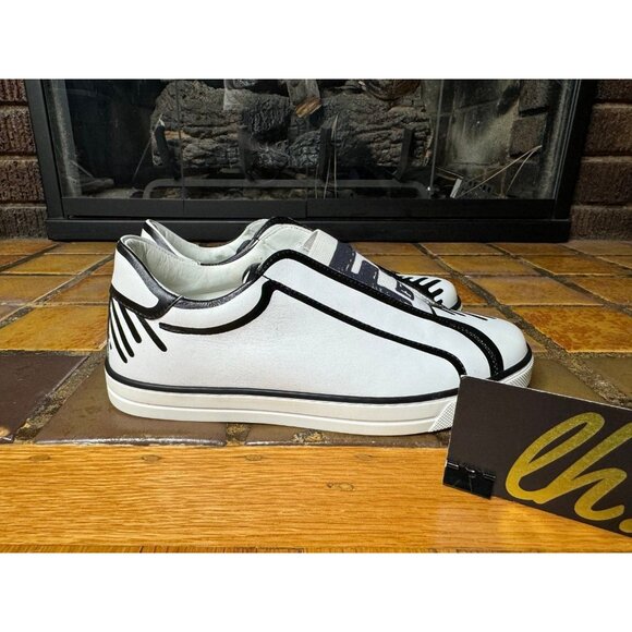 Size 34 Fendi x Joshua Vides FF Logo Slip-On Leather Low Top Sneakers - Picture 1 of 9